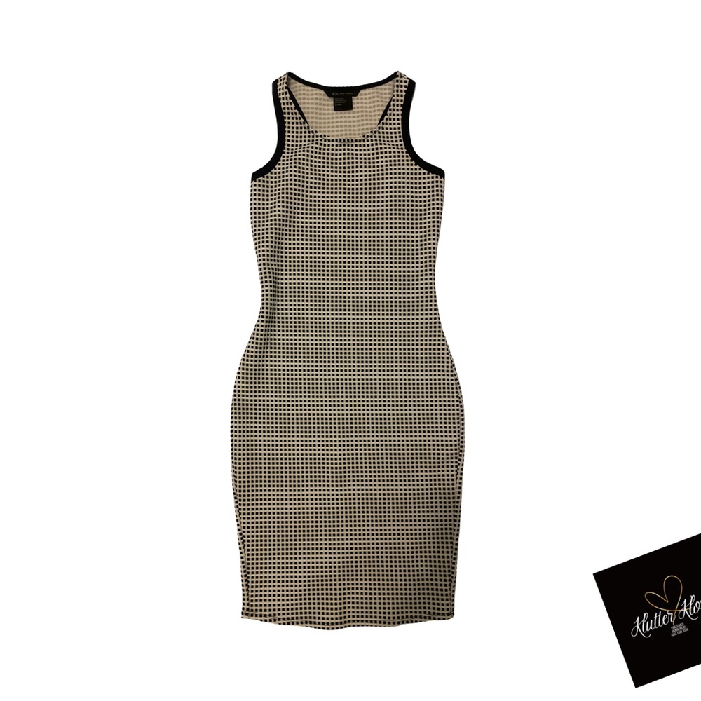 A/X Armani Exchange Black and Cream Midi Dress